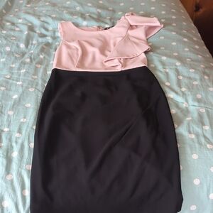 DKNY Pink Ruffle and Black Dress